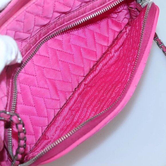 PRADA Chain Shoulder Bag Nylon Pink Auth - Picture 14 of 16